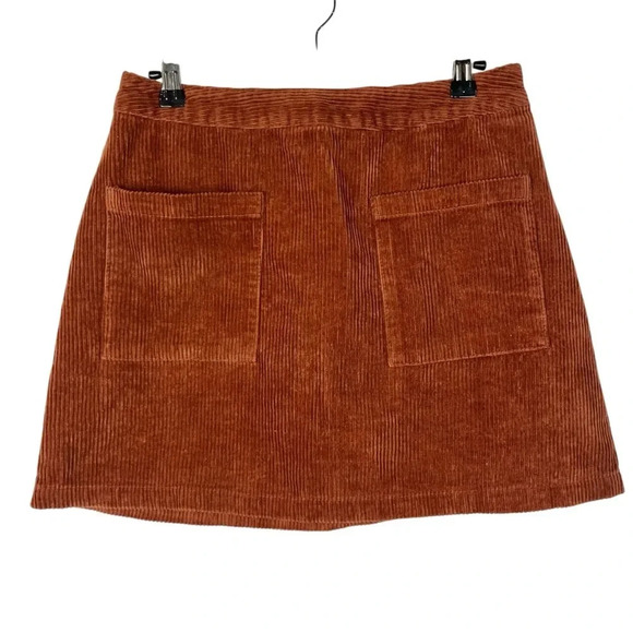 Forever 21 Rust Orange Pocket Front Corduroy Mini Skirt M - Picture 1 of 5